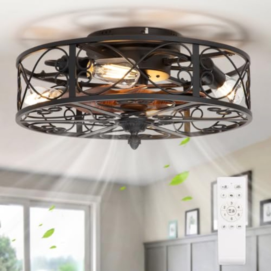 Ceiling Fan Low Profile Flush Mount - Ventilador de Teto Embutido com Luzes,