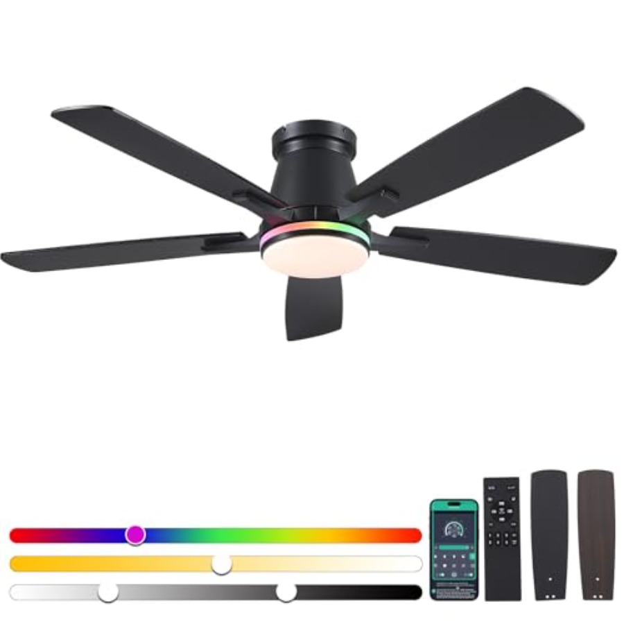 Ceiling Fan Low Profile Flush Mount - Ventilador de teto para quarto e
