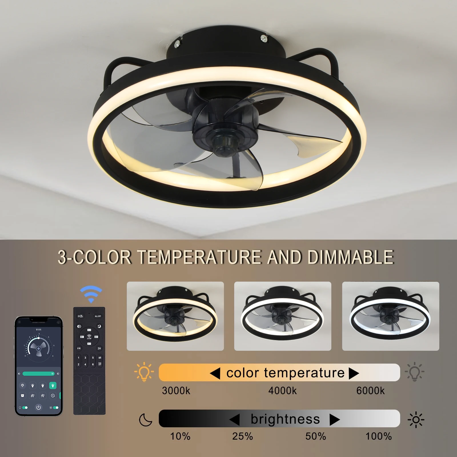 Ceiling Fan With Remote Control Reversible - Moderno led ventilador de luz teto