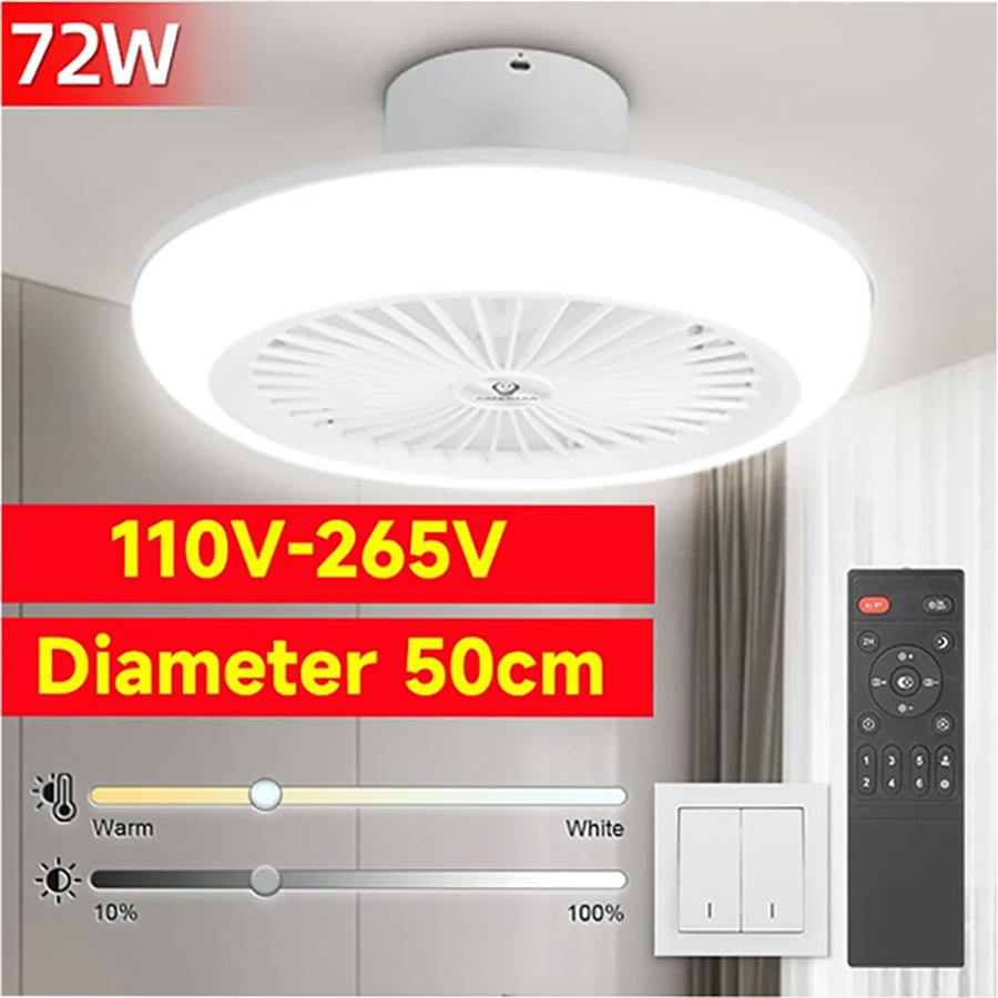 Ceiling Fan With Remote Control Reversible - Ventilador de teto 72W Luz de