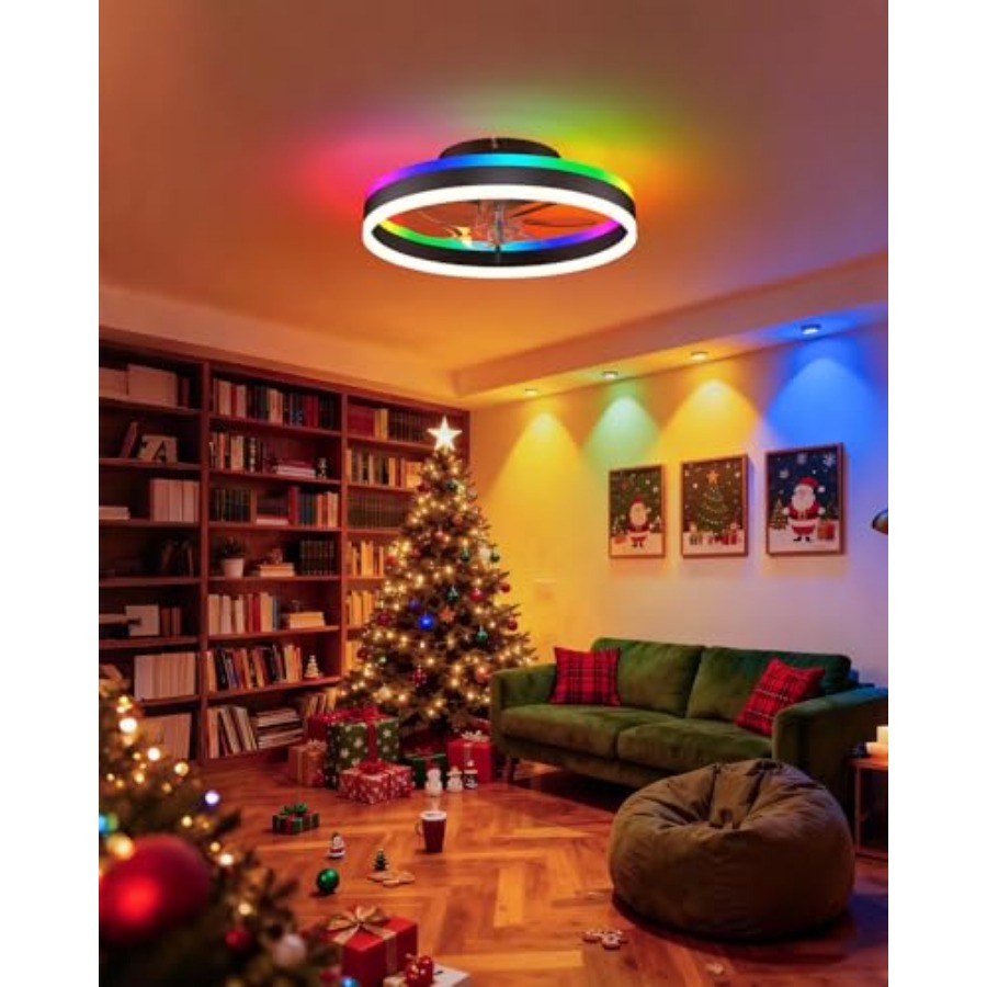 Ventilador de Teto RGB com Luz - Ceiling Fan Low Profile Flush Mount avaliação e preço