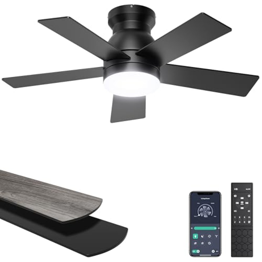 Ventiladores de Teto com Luzes - Ceiling Fan Low Profile Flush Mount avaliação e preço