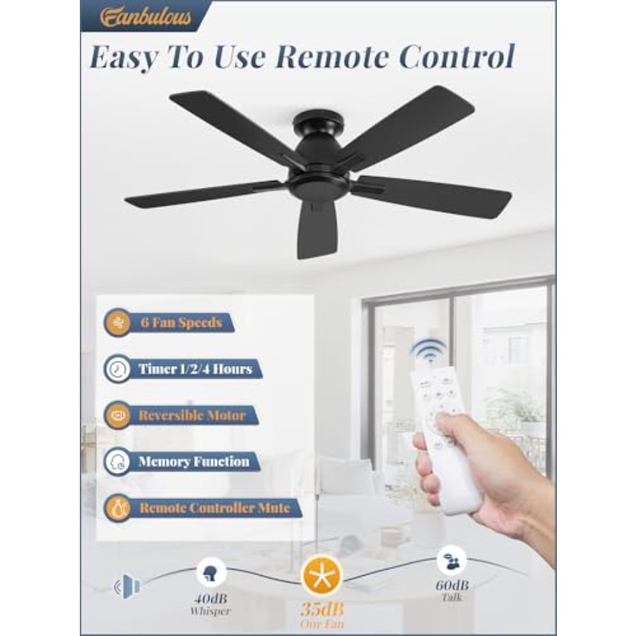 Ventilador de Teto Embutido Se - Ceiling Fan Low Profile Flush Mount avaliação e preço