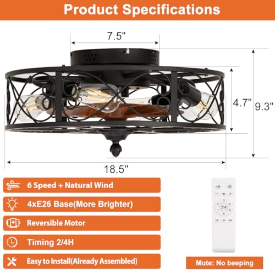 Ventilador de Teto Embutido co - Ceiling Fan Low Profile Flush Mount avaliação e preço