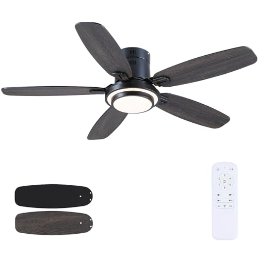 Ventiladores de Teto Pretos co - Ceiling Fan Low Profile Flush Mount avaliação e preço