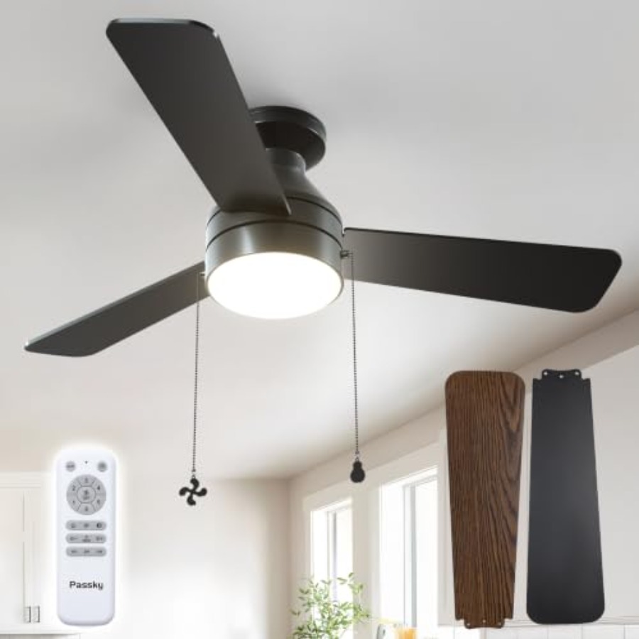 Ventiladores de Teto com Luzes - Ceiling Fan Low Profile Flush Mount avaliação e preço
