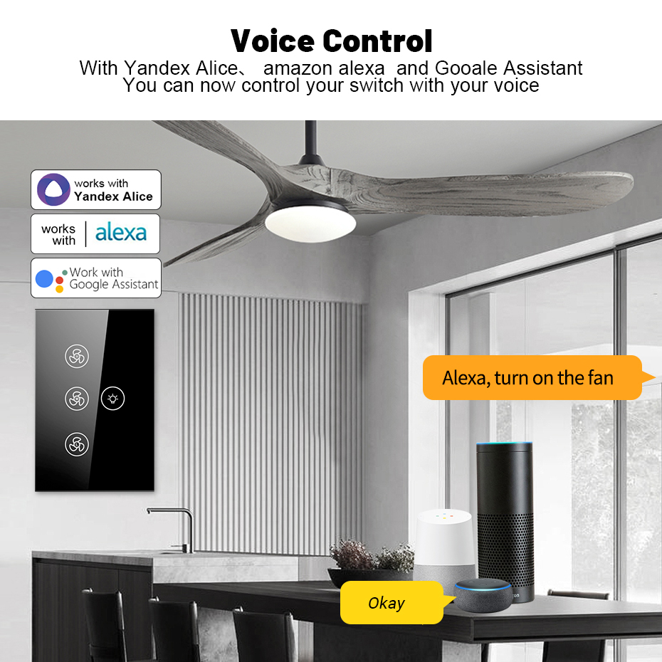 Interruptor inteligente da luz - Smart Ceiling Fan Alexa Wifi avaliação e preço