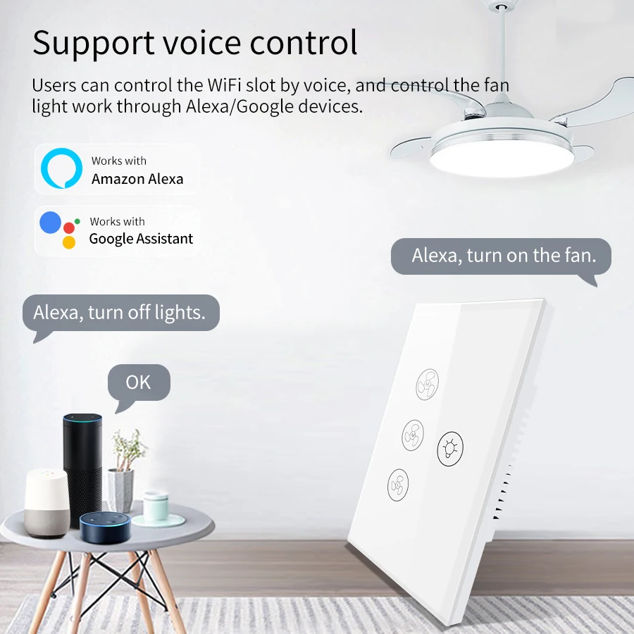 WiFi Interruptor Inteligente p - Smart Ceiling Fan Alexa Wifi avaliação e preço