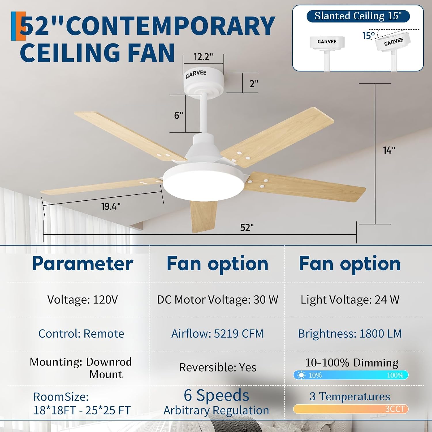 Ventilador de Teto de 52 Poleg - Ceiling Fan Low Profile Flush Mount avaliação e preço