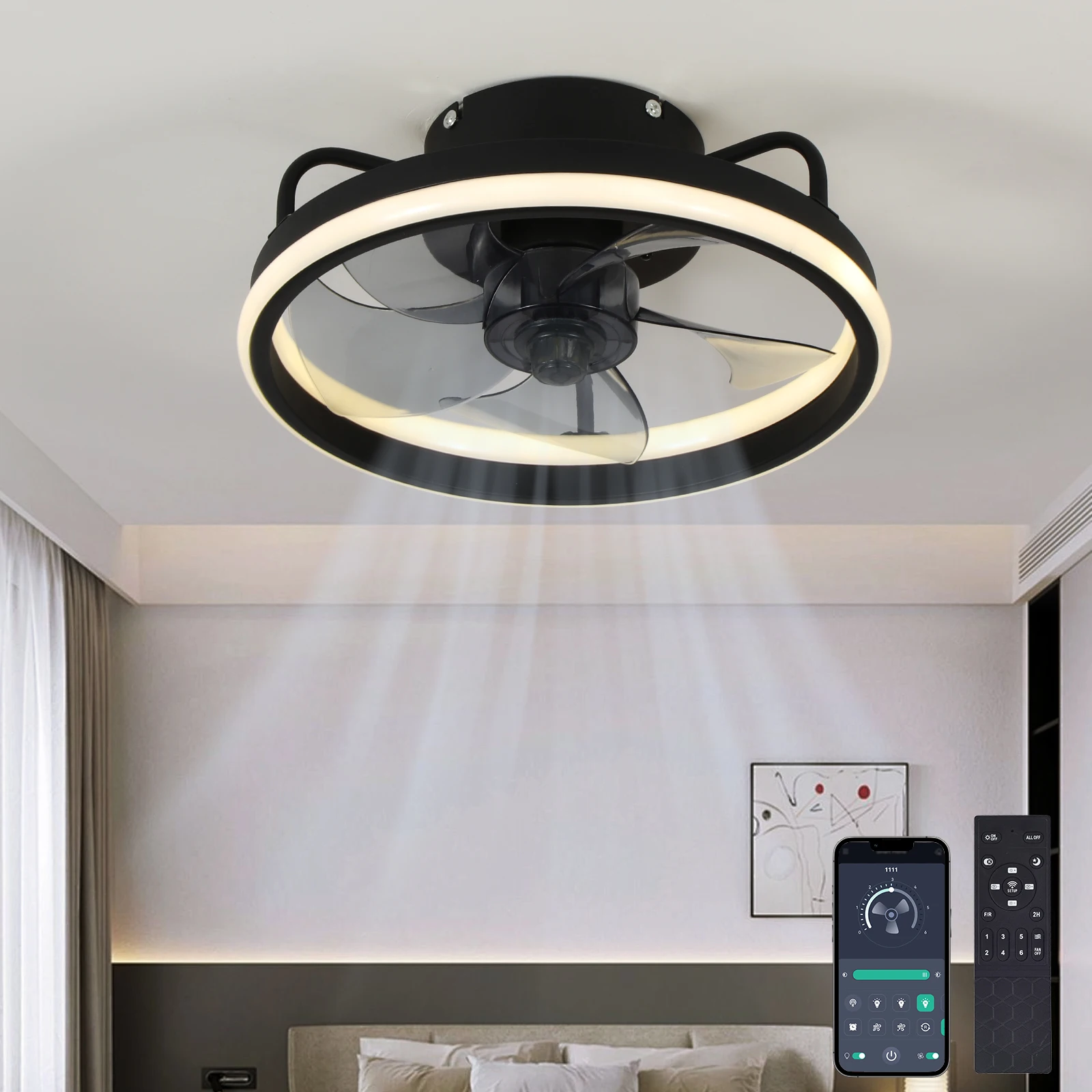 Moderno led ventilador de luz  - Ceiling Fan With Remote Control Reversible avaliação e preço