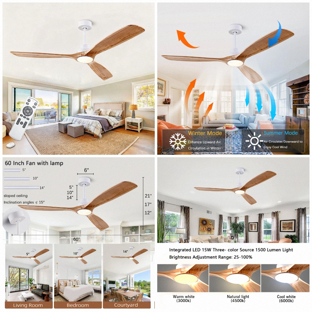 Ventilador de Teto de Madeira  - Ceiling Fan Dc Motor 52 Inch avaliação e preço
