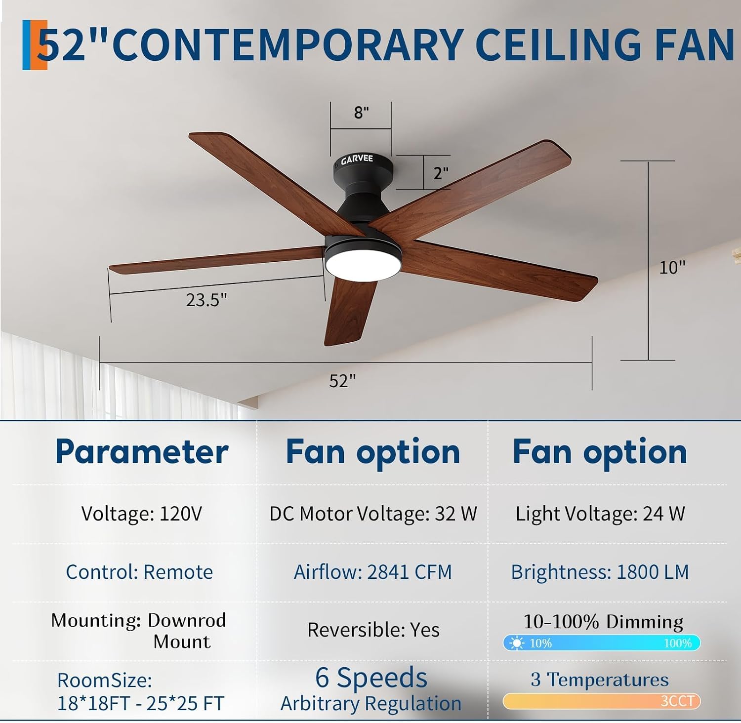 Ventiladores de Teto de Perfil - Ceiling Fan With Remote Control Reversible avaliação e preço