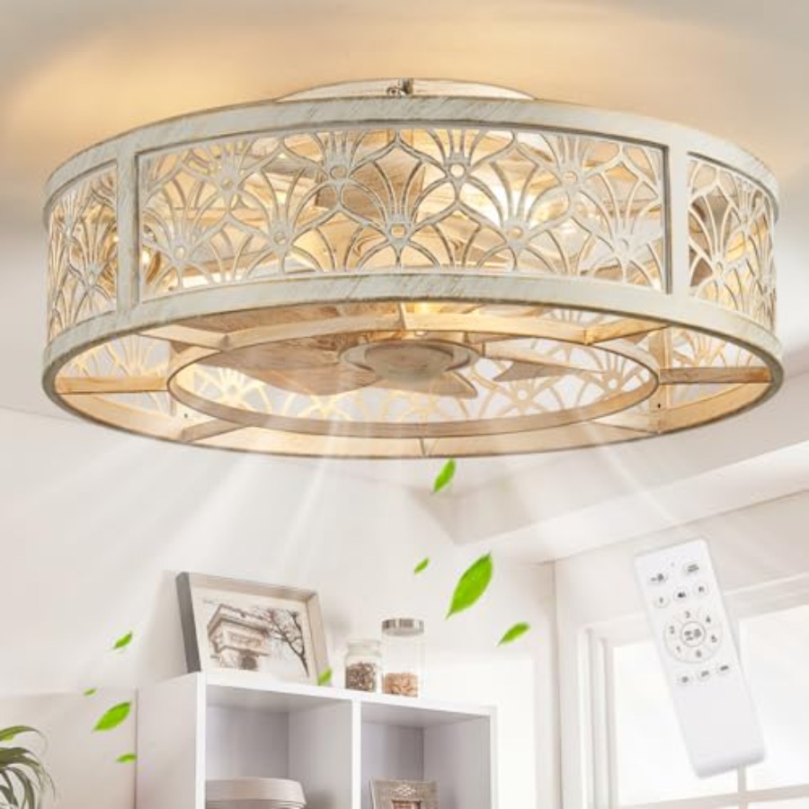Ventilador de Teto Caged de 18 - Ceiling Fan Low Profile Flush Mount avaliação e preço