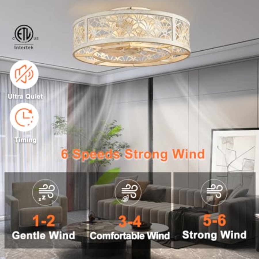 Ventilador de Teto Caged de 18 - Ceiling Fan Low Profile Flush Mount avaliação e preço