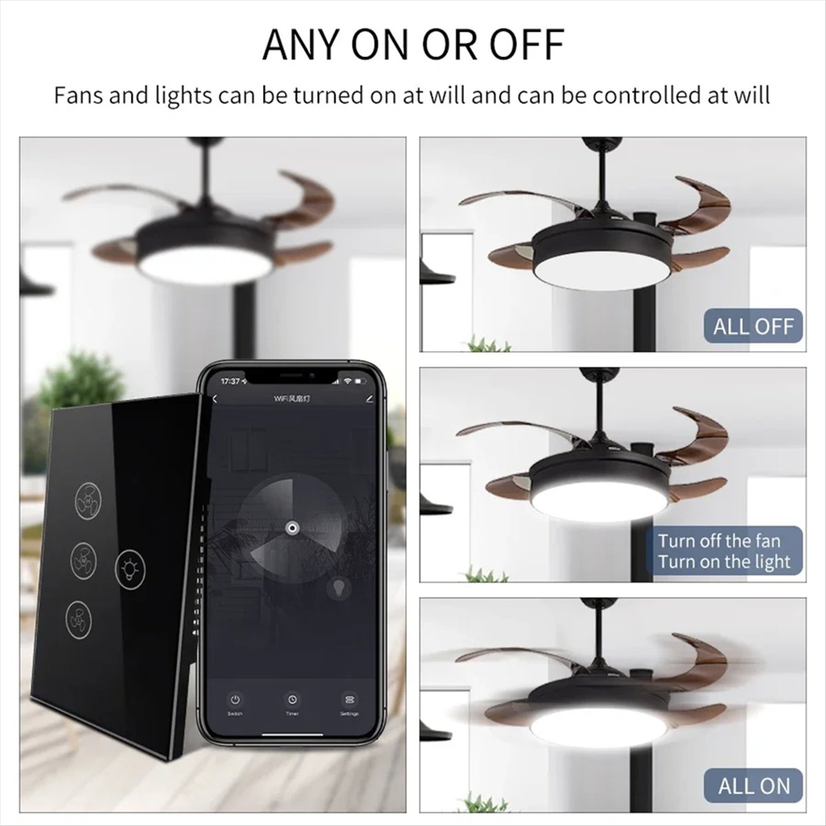 【Novo!】 Interruptor Inteligent - Smart Ceiling Fan Alexa Wifi avaliação e preço