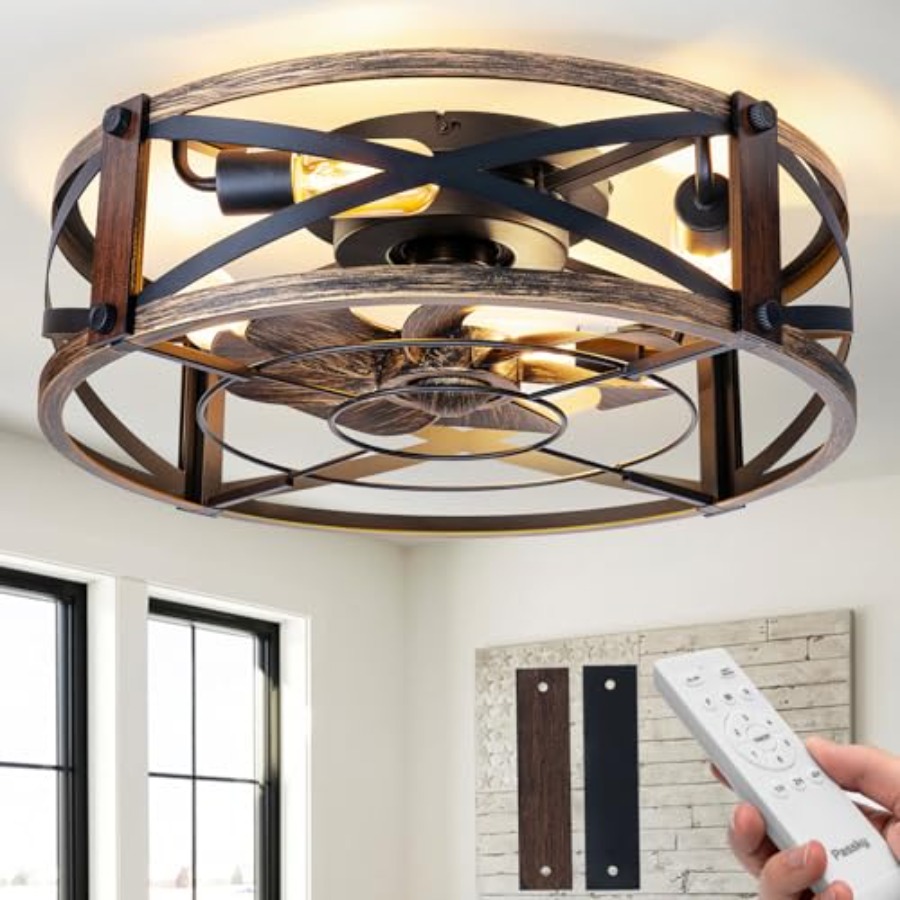 Ventiladores de Teto Rústicos  - Ceiling Fan Low Profile Flush Mount avaliação e preço