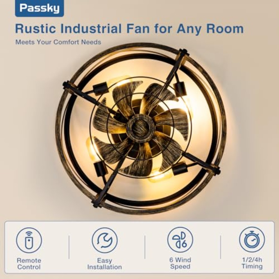 Ventiladores de Teto Rústicos  - Ceiling Fan Low Profile Flush Mount avaliação e preço