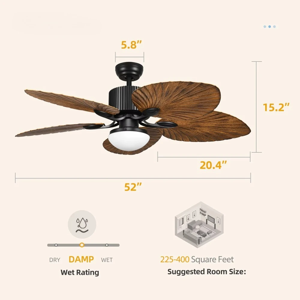 Ventilador de Teto Estilo Trop - Ceiling Fan Dc Motor 52 Inch avaliação e preço
