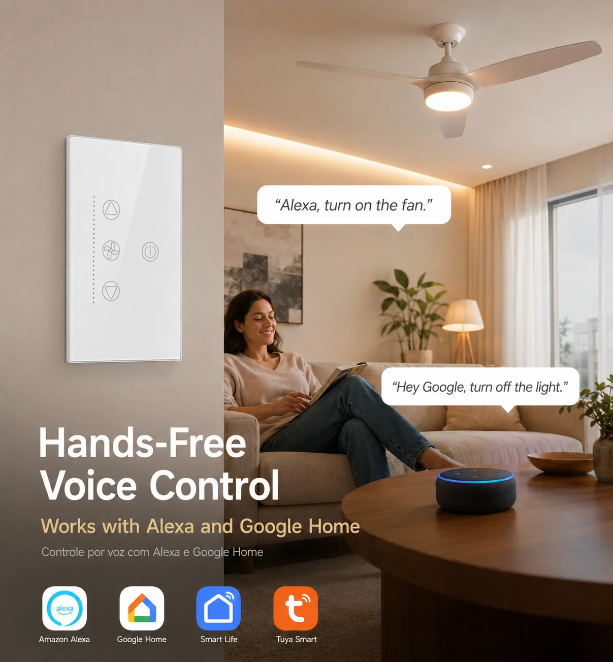 Interruptor de Luz e Ventilado - Smart Ceiling Fan Alexa Wifi avaliação e preço